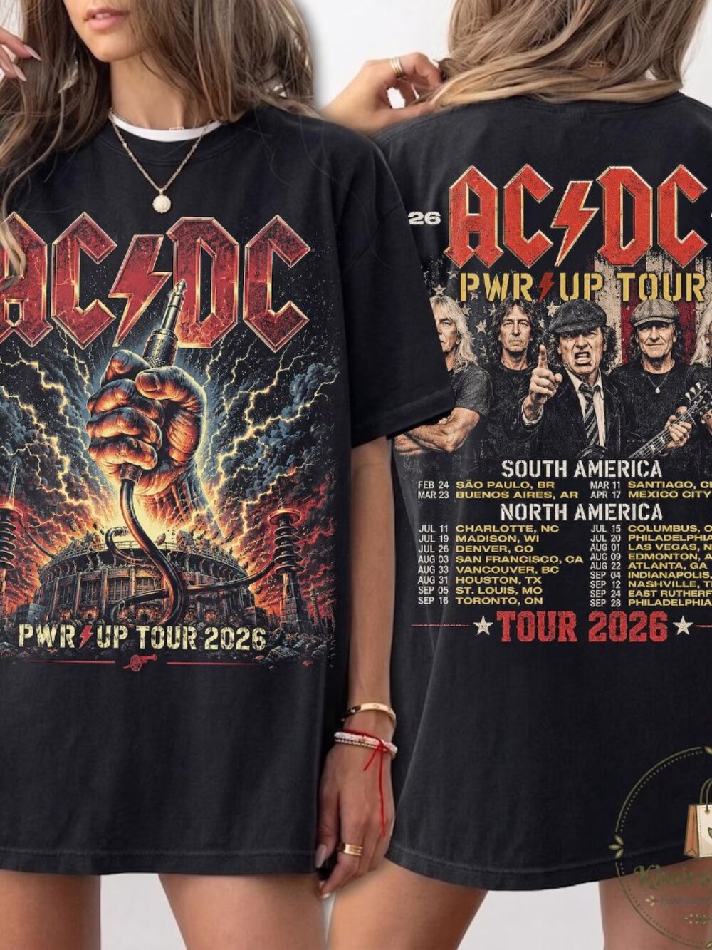 ACDC Pwr Up Tour 2026 Shirt, Vintage Rock Band Graphic Tee